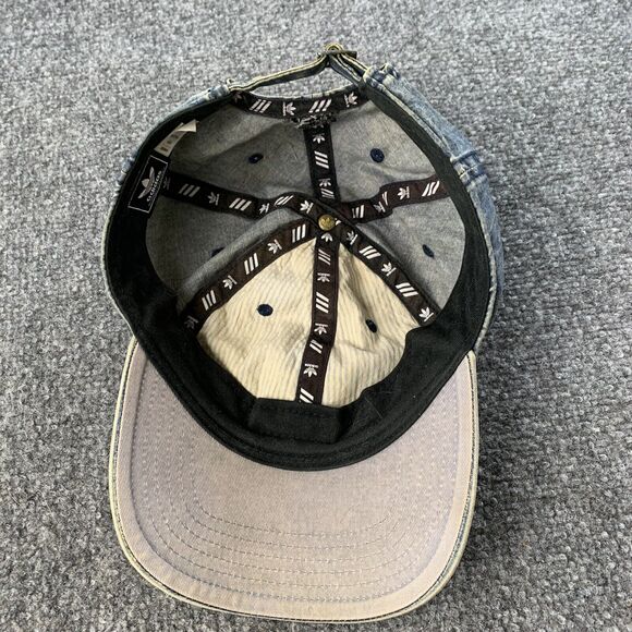 Adidas Strapback Hat Cap Blue Trefoil Logo Retro Three Stripes Chambray - Picture 3 of 8